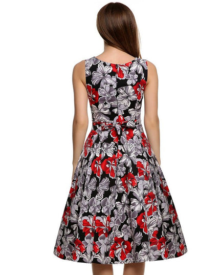 Women's Vintage Floral Print Dress Dress