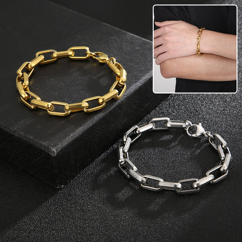 Men’s Titanium Steel Geometric Hip‑Hop Bracelet – Bold Urban Style Bracelet