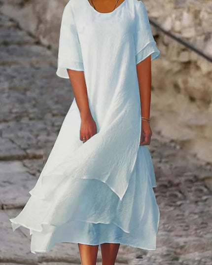 Élodie Lavin | Elegant Layered Maxi Dress Blue Dresses