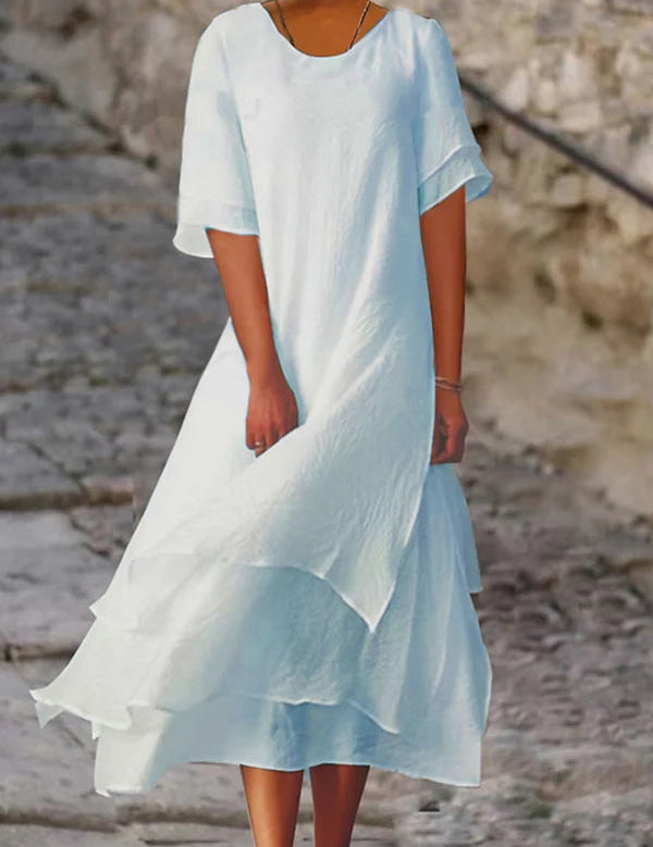 Élodie Lavin | Elegant Layered Maxi Dress Blue Dresses