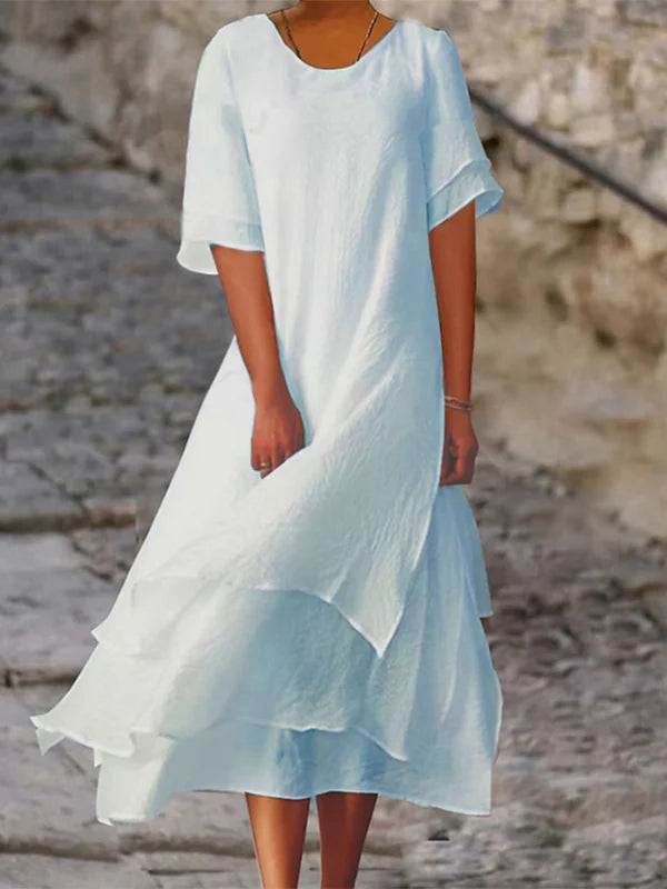Élodie Lavin | Elegant Layered Maxi Dress Blue Dresses