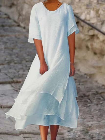 Élodie Lavin | Elegant Layered Maxi Dress Blue Dresses