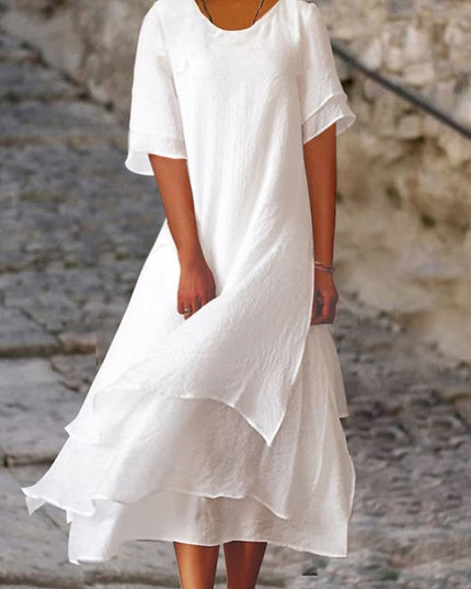 Élodie Lavin | Elegant Layered Maxi Dress White Dresses