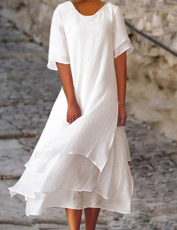 Élodie Lavin | Elegant Layered Maxi Dress White Dresses
