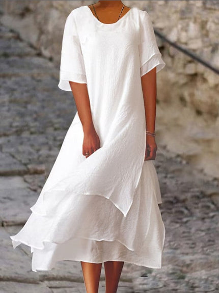 Élodie Lavin | Elegant Layered Maxi Dress White Dresses