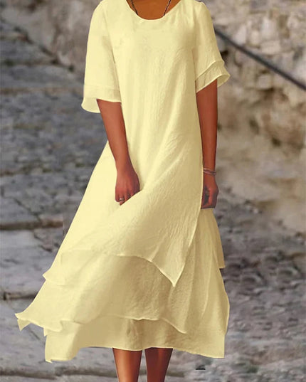 Élodie Lavin | Elegant Layered Maxi Dress Yellow Dresses