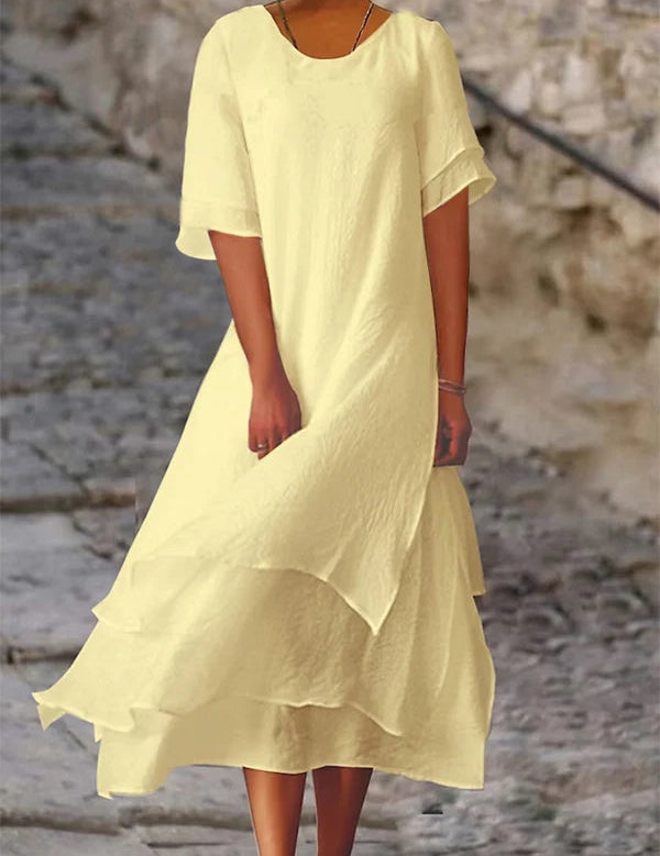 Élodie Lavin | Elegant Layered Maxi Dress Yellow Dresses