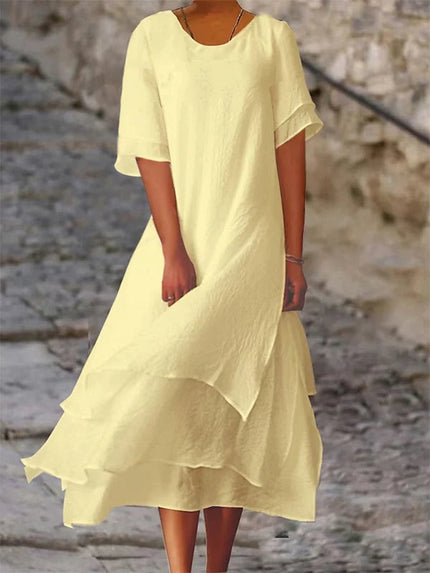 Élodie Lavin | Elegant Layered Maxi Dress Yellow Dresses