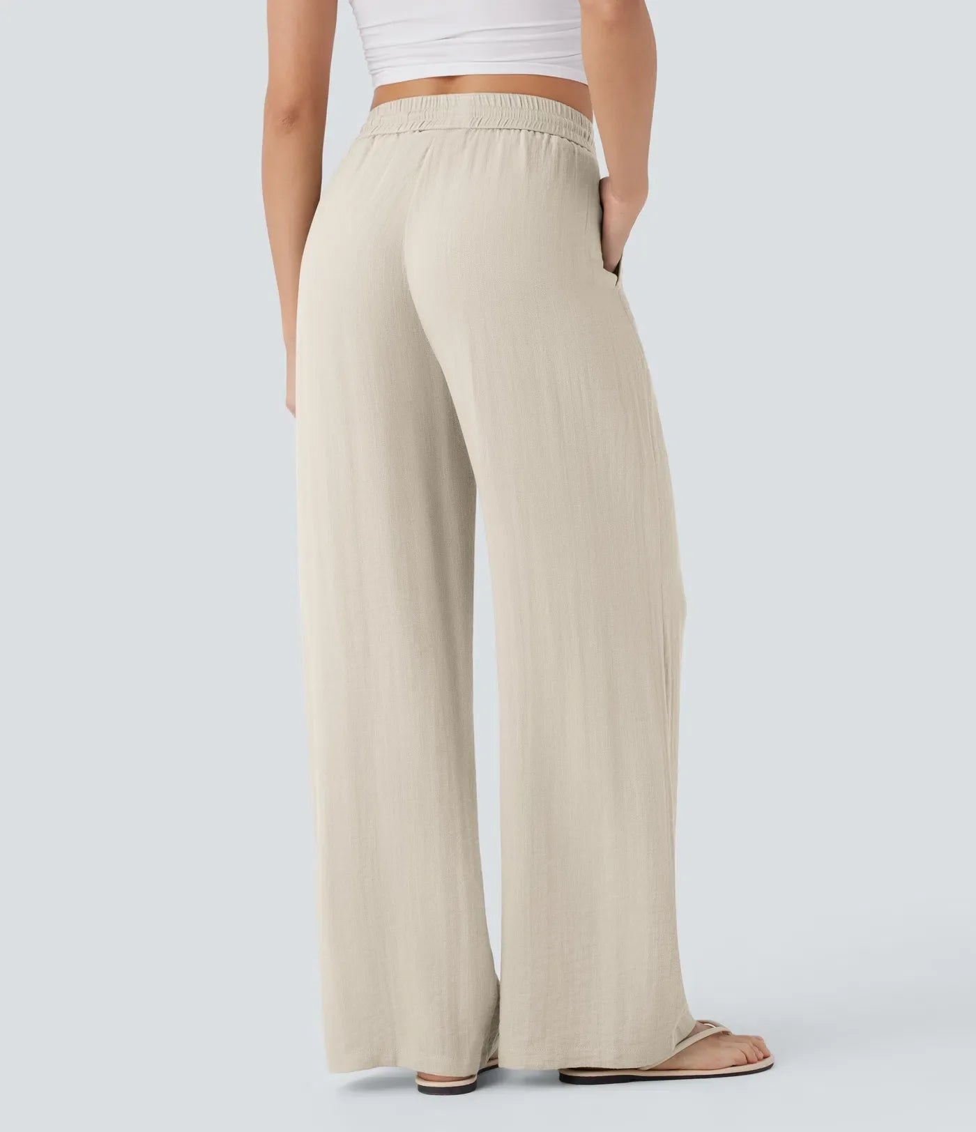 Elegant Linen Wide‑Leg Pants Women Pants