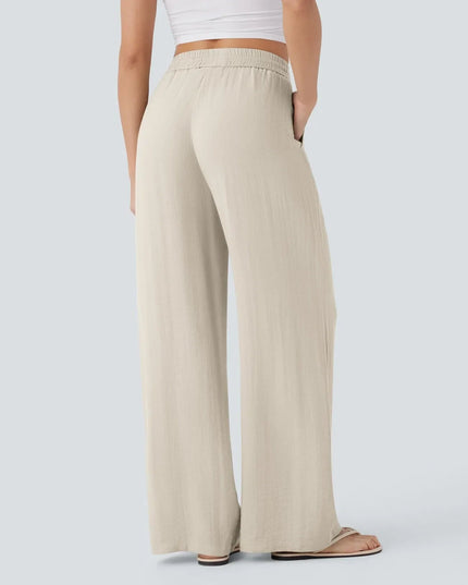 Elegant Linen Wide‑Leg Pants Women Pants