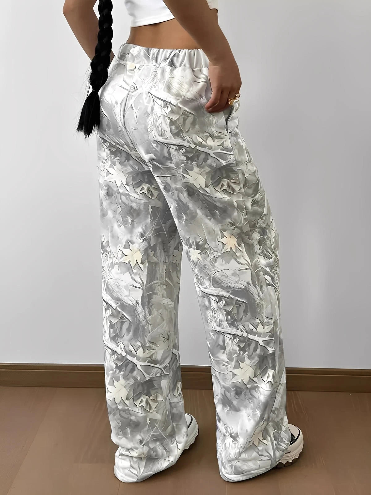 Abstract Print Wide Leg Pants