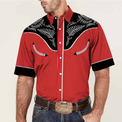 Men's 3D Printed Short Sleeve Lapel Shirt S9534246 Shirts