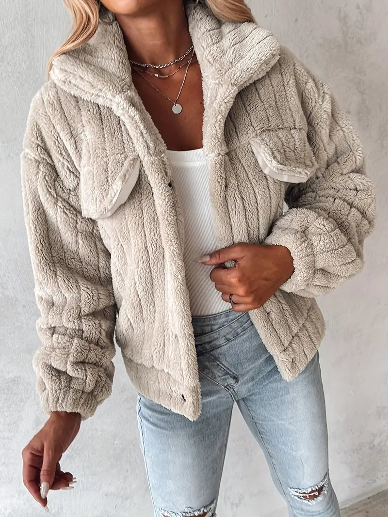 HINA™ - SOLID SINGLE BREASTED FUZZY COAT