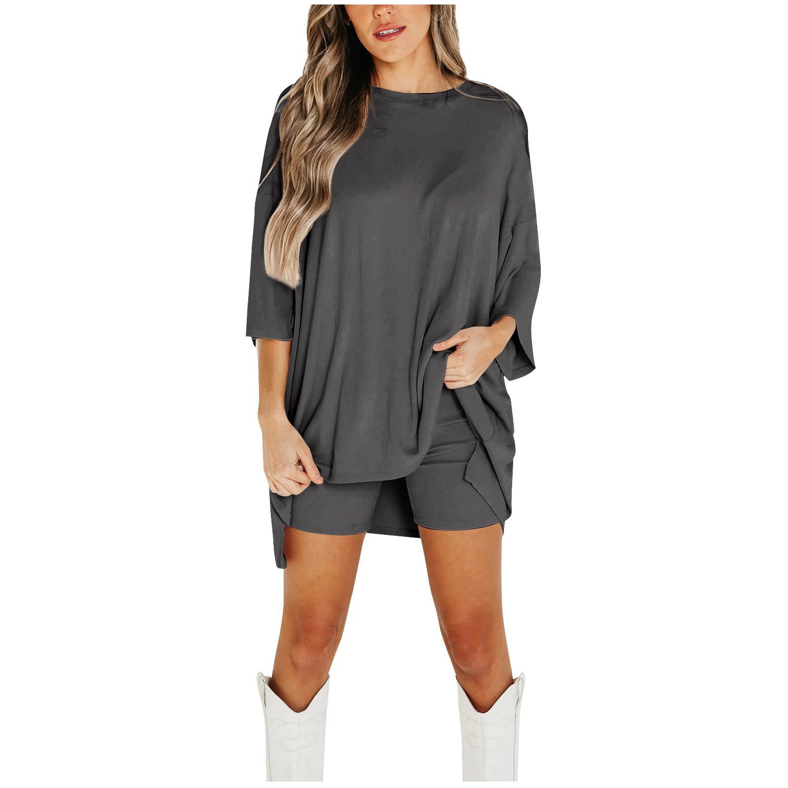 Stylish Summer Shorts Suit for Women - Comfortable Fashion Dark Gray Dresses