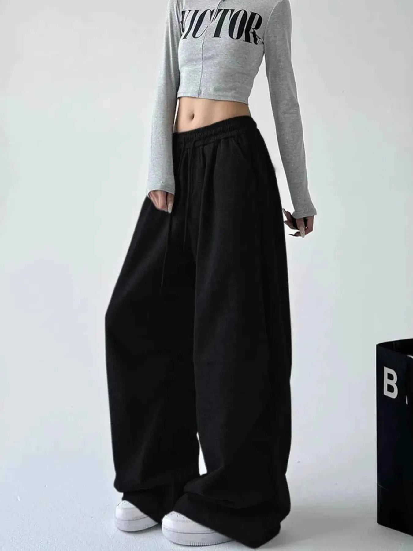 Oversized Wide Leg Drawstring Pants
