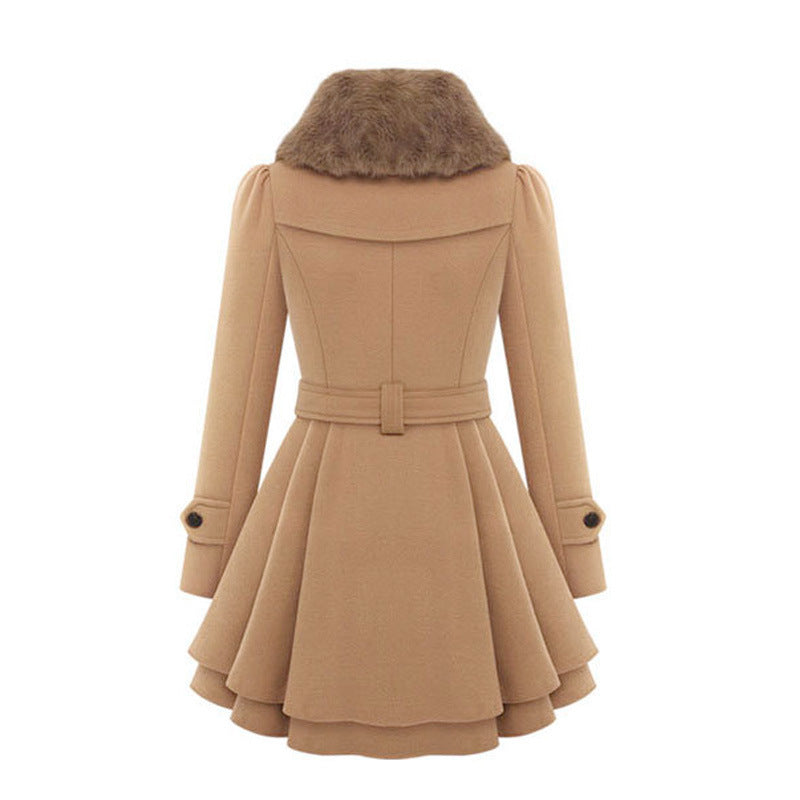 Slim Belted Woolen Mid‑Length Coat – Chic & Warm Woolen Coat