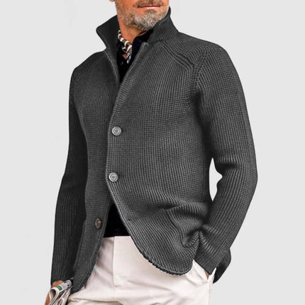Men's Classic Stand-Up Collar Knitted Sweate Gray Sweaters