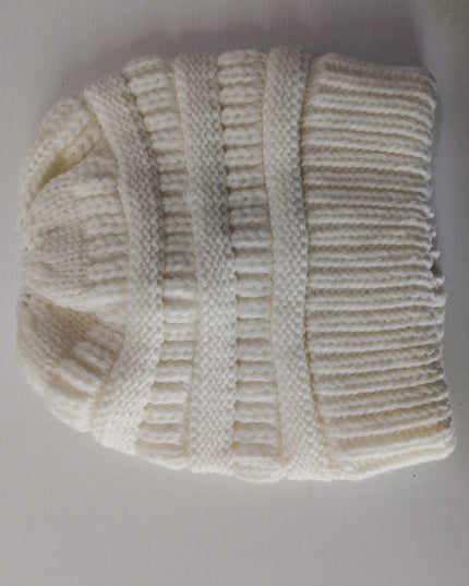 Women’s Mixed-Color Knitted Wool Ponytail Hat Hats