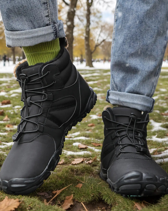 SnowShield - Water-Resistant Winter Barefoot Shoes (Unisex) Black