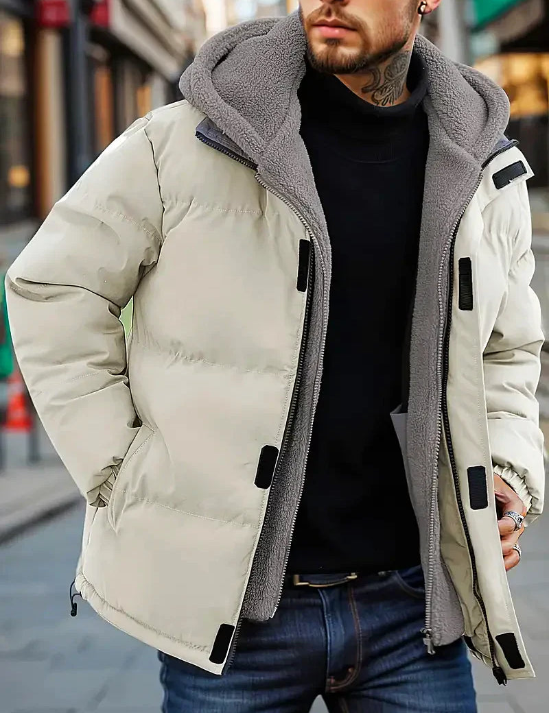 Winter Puffer Jacket with Fleece Lining White Winter Puffer Jacket