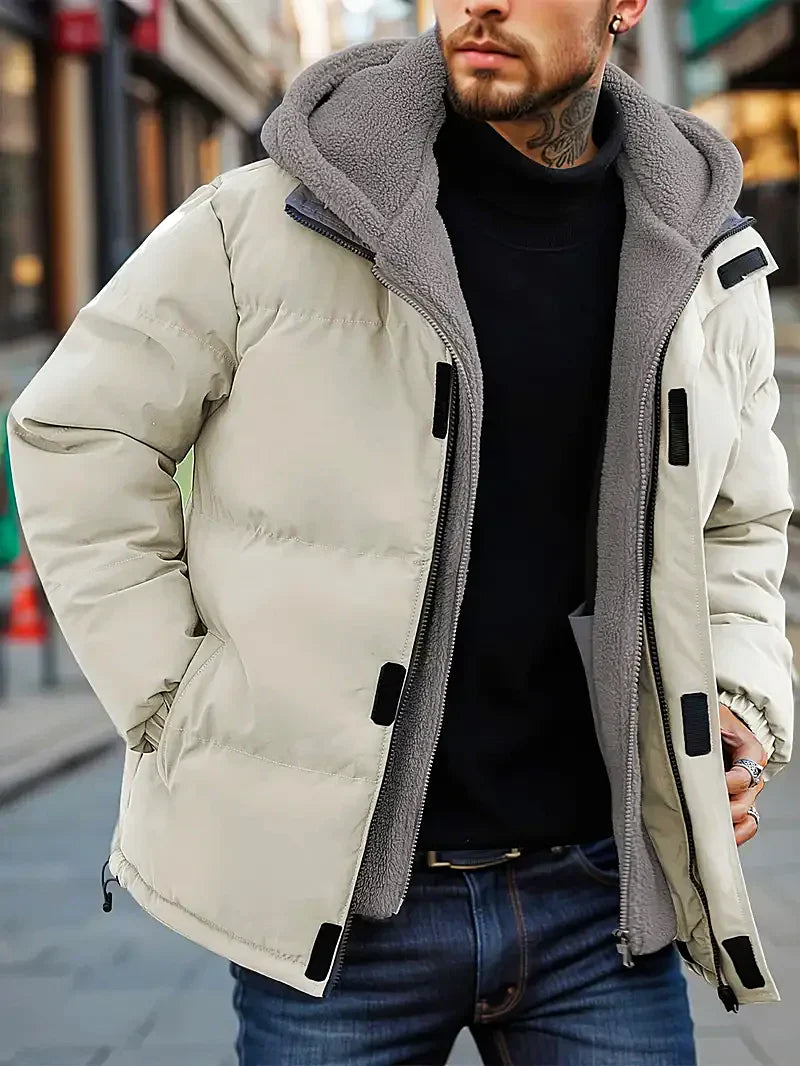 Winter Puffer Jacket with Fleece Lining White Winter Puffer Jacket