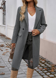 Clarise | Elegant V-Neck Coat Dark Gray Coats