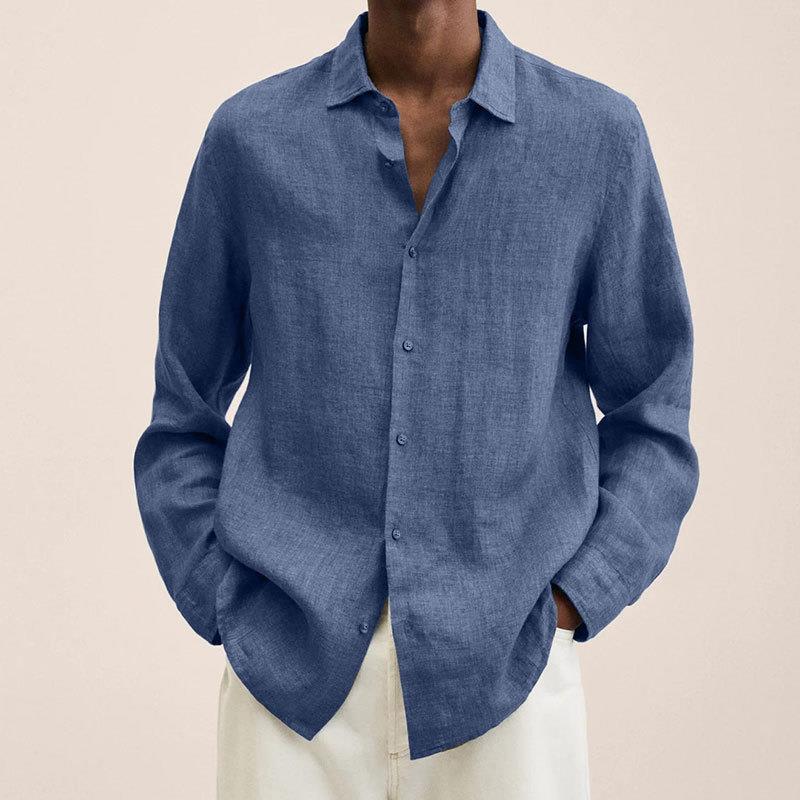 Men's Elegant Linen Shirt Blue Shirts
