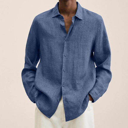 Men's Elegant Linen Shirt Blue Shirts