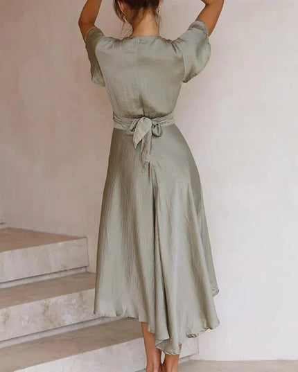Ariella™ | Satin Tie-Front Midi Dress Dresses