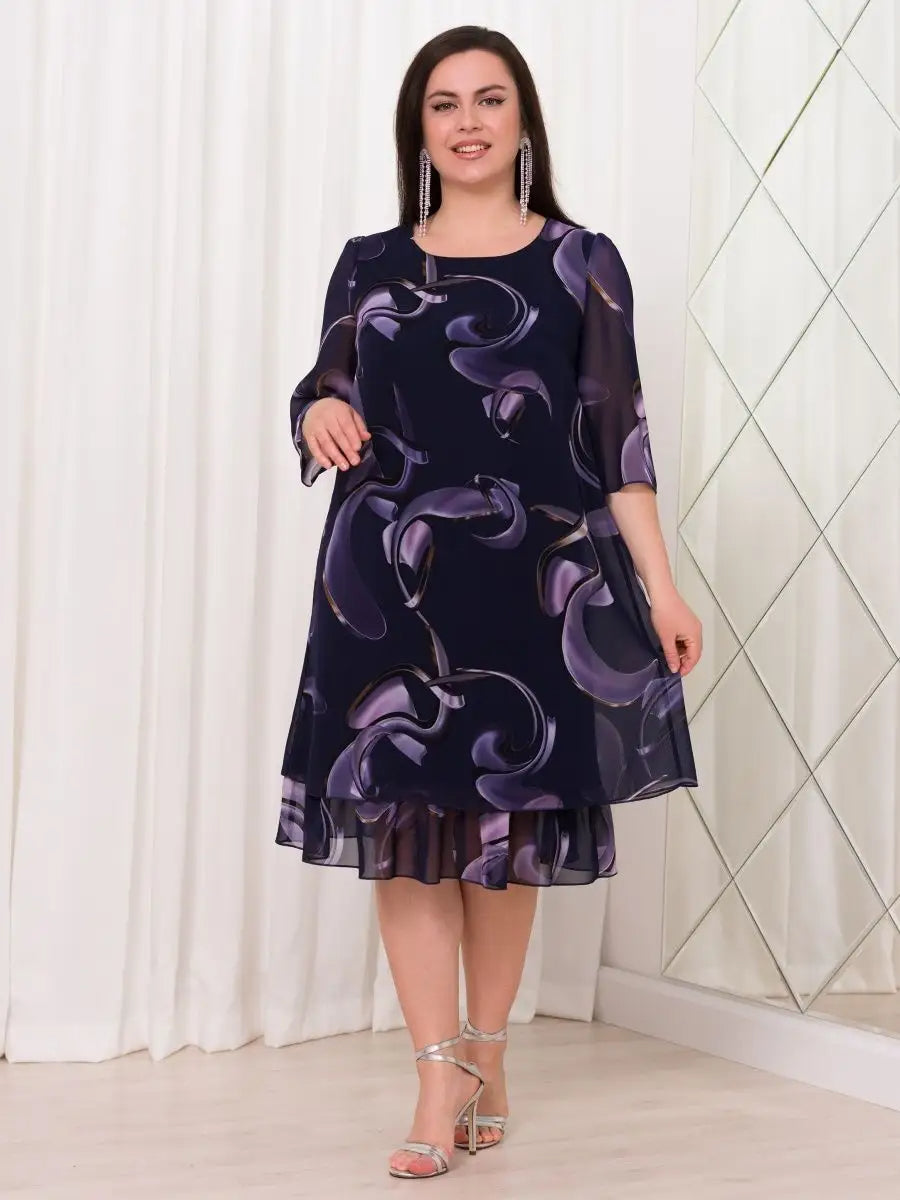 Emma- Midnight Swirl Chiffon Dress DRESS
