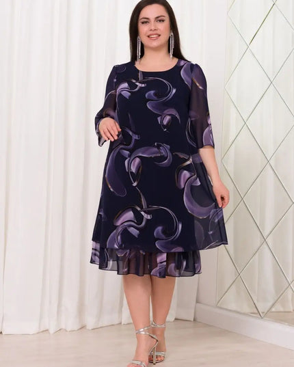 Emma- Midnight Swirl Chiffon Dress DRESS