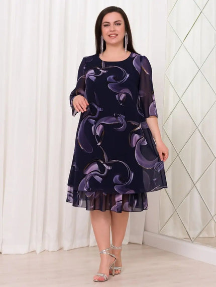 Emma- Midnight Swirl Chiffon Dress DRESS