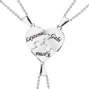 Family Heart Puzzle Necklace Silver 3 Necklace