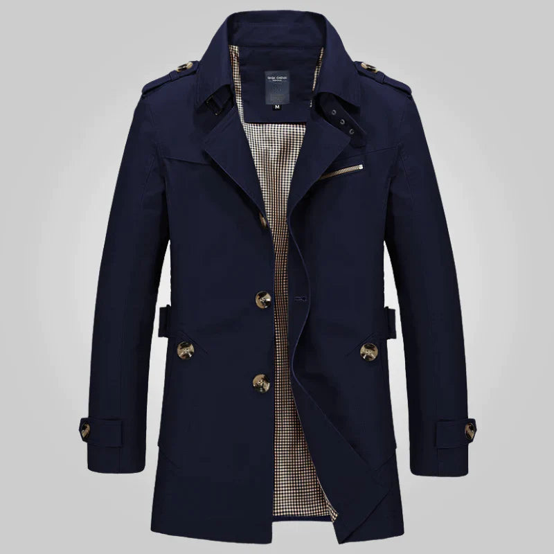 Men's Wool-Blend Trench Coat Dark blue Coat