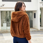 Women's Hooded Faux Fur Jacket Faux Fur Jacket