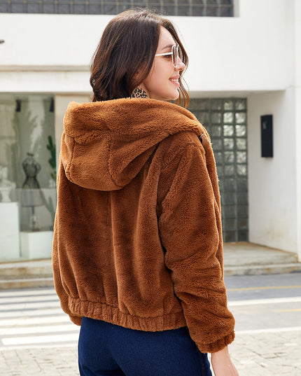 Women's Hooded Faux Fur Jacket Faux Fur Jacket