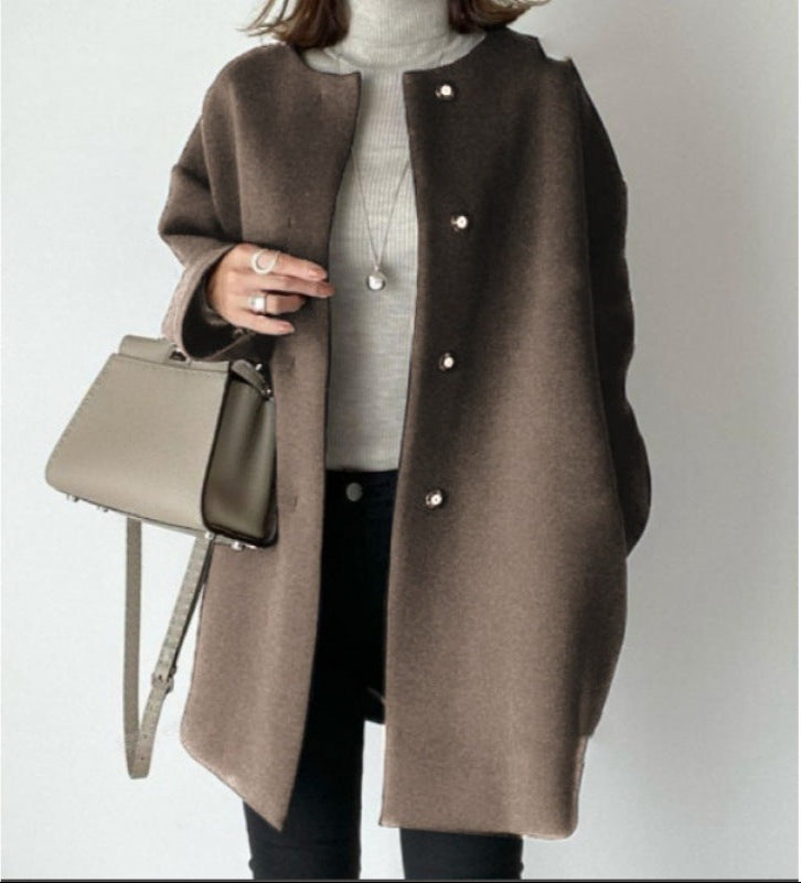 Helene - Elegant Women’s Coat Brown One-Size Coats & Jackets