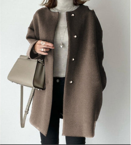 Helene - Elegant Women’s Coat Brown One-Size Coats & Jackets