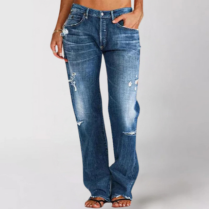 Viktoria | Loose Wide-Leg Denim Jeans Dark blue Women Pants