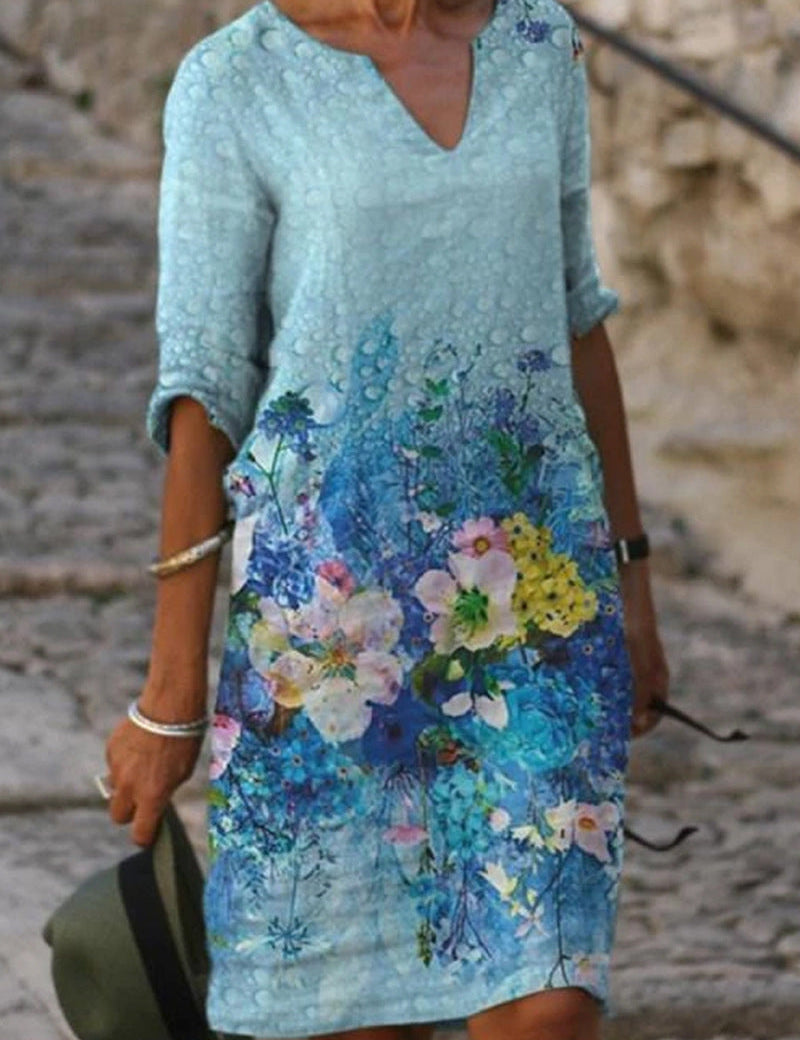 Flora™ - Charming floral linen dress for women 03 Dress
