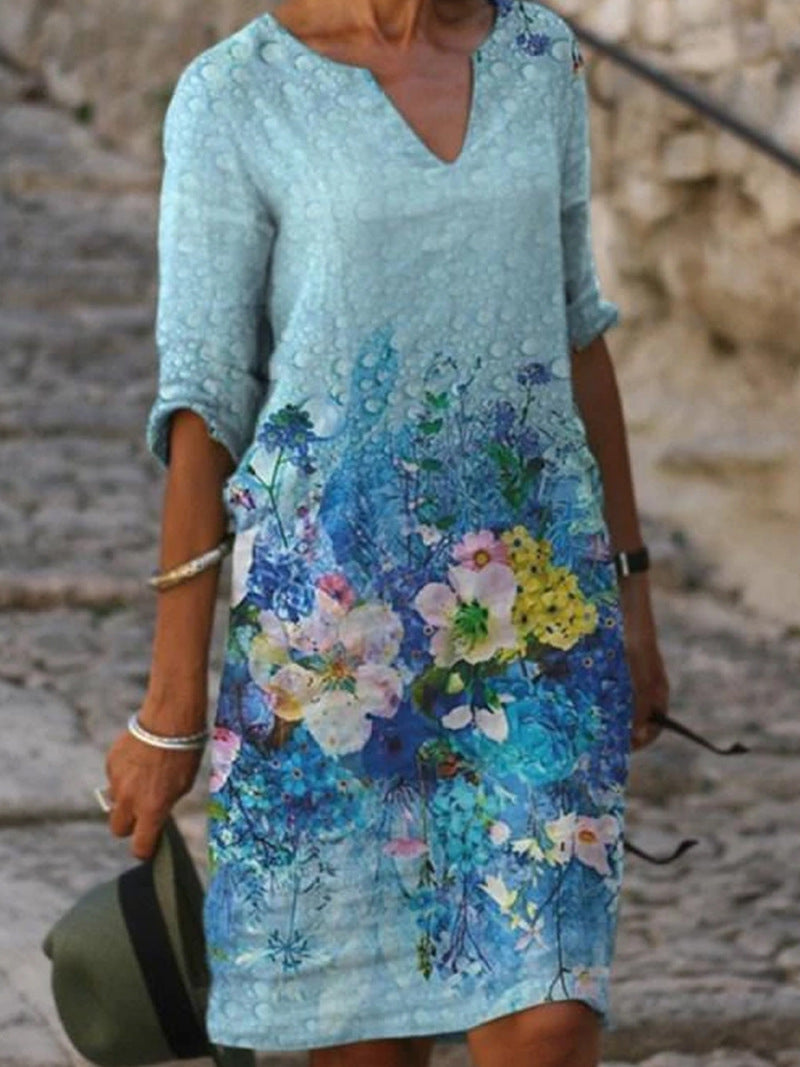 Flora™ - Charming floral linen dress for women 03 Dress