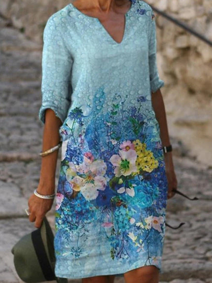 Flora™ - Charming floral linen dress for women 03 Dress