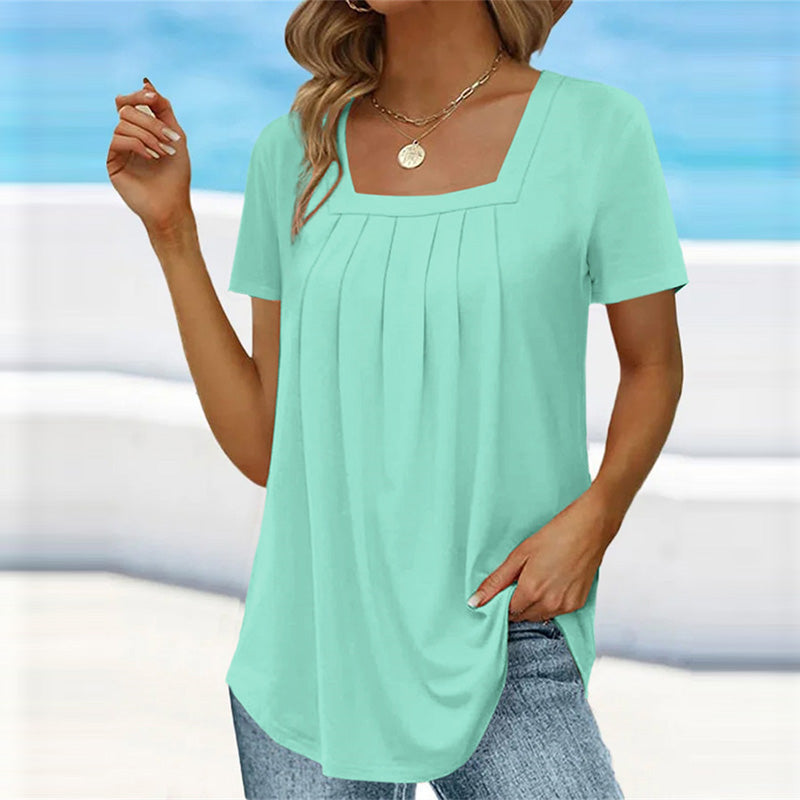 Junia - Elegant Pleated Blouse Fresh Mint Blouses & Shirts