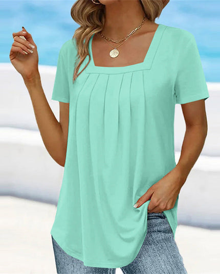 Junia - Elegant Pleated Blouse Fresh Mint Blouses & Shirts
