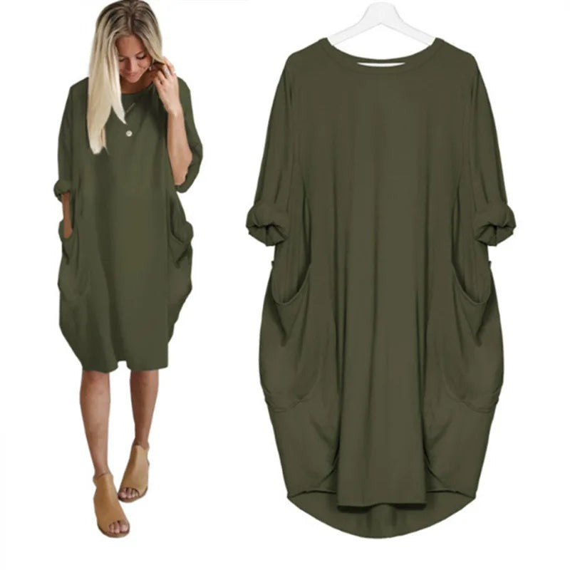 Luna - Comfortable and cute dress Army green Dress