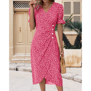 Florence | Flattering Wrap Dress Pink Casual Dresses