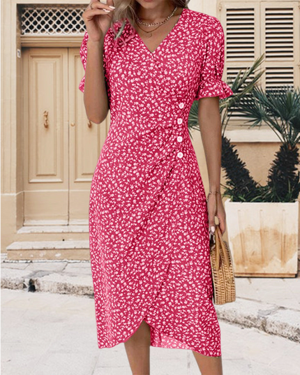 Florence | Flattering Wrap Dress Pink Casual Dresses