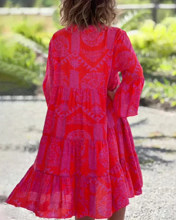 Amelia Boho Cotton Dress – Flowy Summer Midi with Ruffle Dresses