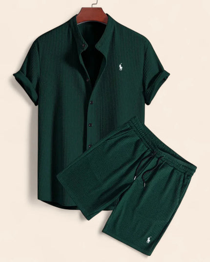 Linen Two-Piece Set Green Men Set