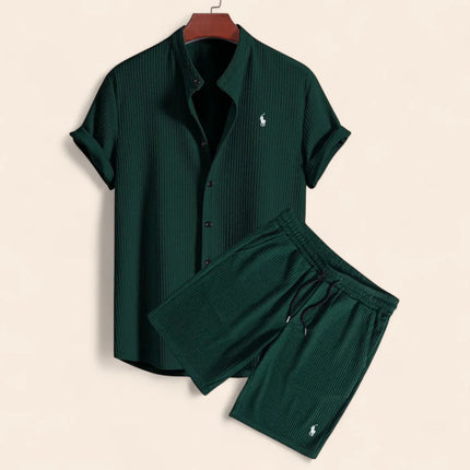 Linen Two-Piece Set Green Men Set